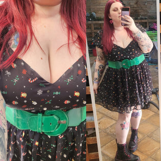  Hell Bunny Natalie Mini Dress and Kitty Deluxe Kelly Green Belt by Kim Moyse