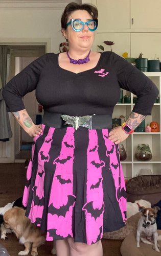  Kreepsville 666 Pink Bat Skater Dress (Pre-order) by Emilie Obscura