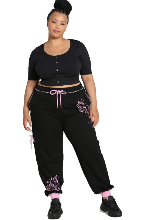 Hell Bunny Star Catcher Joggers Tracksuit Pink Unicorn