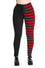 Banned Half Black Half Stripe Leggings in Black & Red