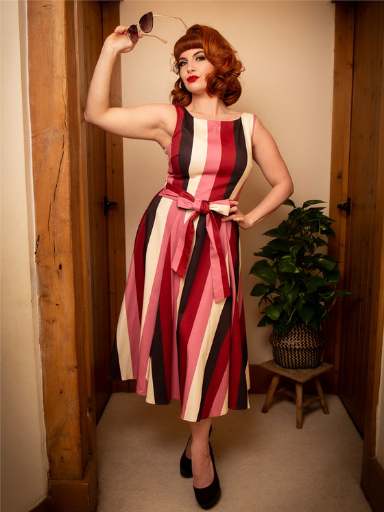 Collectif Frances Swing Dress in Bubblegum Stripe