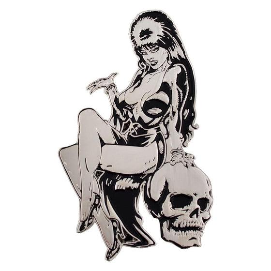 Kreepsville 666 Elvira Silver Comic Skull Extra Large Enamel Pin