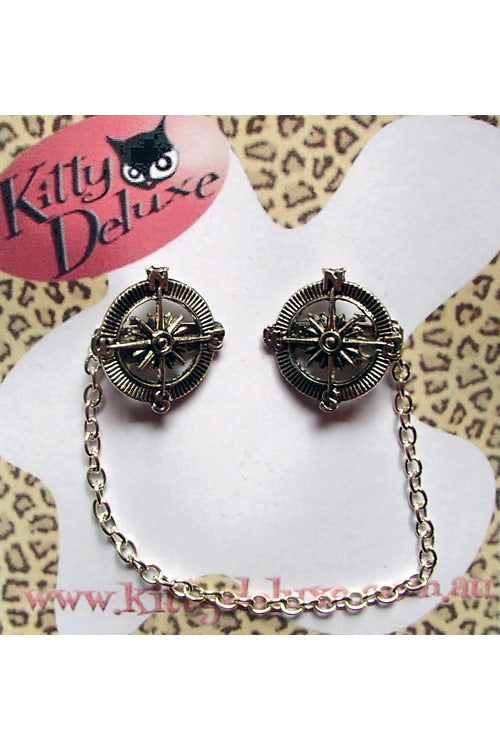 Kitty Deluxe Cardigan Clips in Compass Design