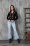 Timeless London Floral Embroidered Cardigan in Black with Red Trim