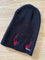 Dr Faust Red Horns Embroidered Beanie in Black