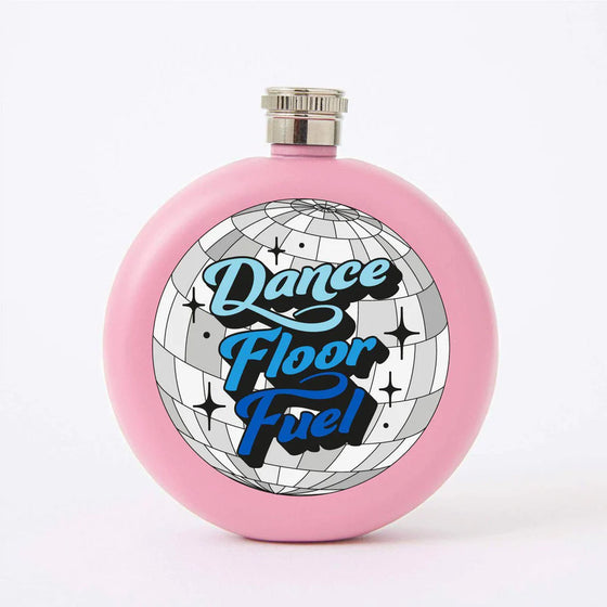 Punky Pins Dance Floor Fuel Round Hip Flask Disco Pink