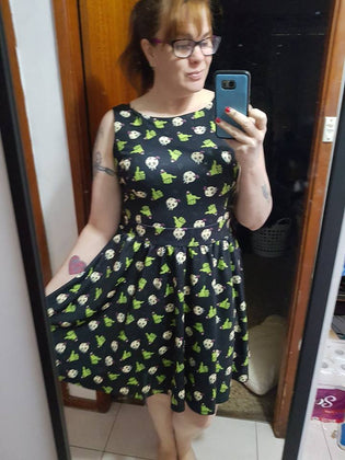  Lady Vintage Tea Dress in Dead Thumbs Up by Yvonne Kirk