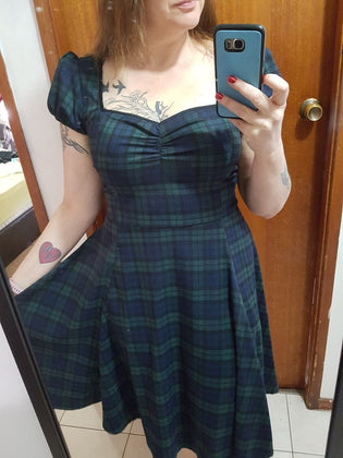  Collectif Mimi Dress in Blackwatch Tartan by Yvonne Kirk