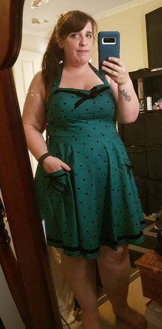  Hell Bunny Jolene Mini Dress in Green by Maddie Duffy