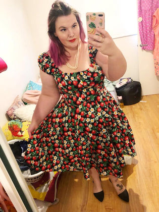  Hell Bunny Strawberry Sundae Mid Dress by Ellie-Mae Smith