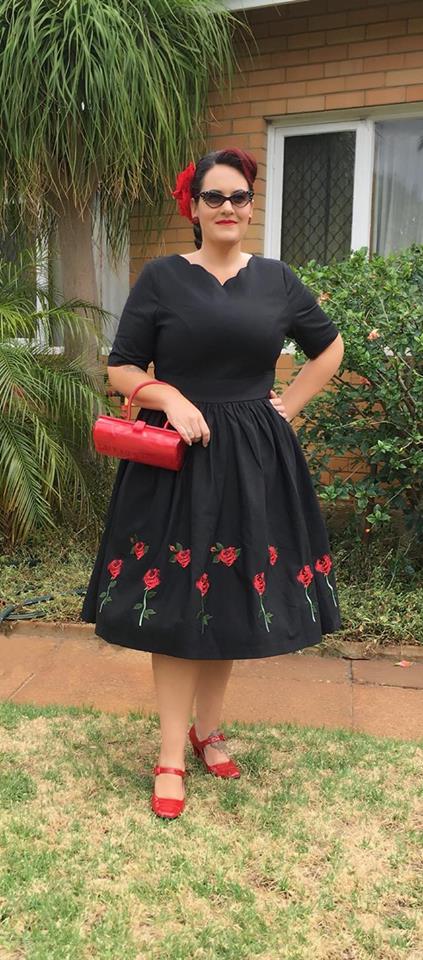 Hell Bunny Rosa Rossa 50's Dress in Black by Briony Bermingham Kitty Deluxe Hell Bunny Rosa Rossa 50's Dress in Black by Briony Bermingham Kitty Deluxe