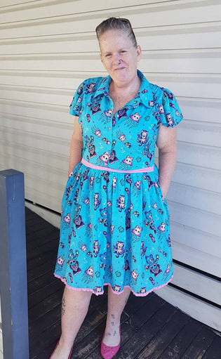  Sourpuss Lydia Dress in Kitties of the Sea by Natalie Bond