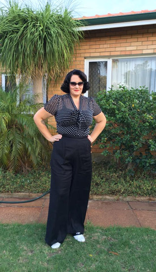  Hell Bunny Honey Bear Trousers in Black by Briony Bermingham