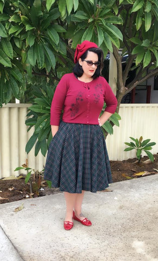  Banned Delilah Cardigan in Bordeaux by Briony Bermingham