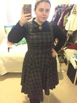 Hell Bunny Peebles Pinafore in Navy by Mel Bersutskaya