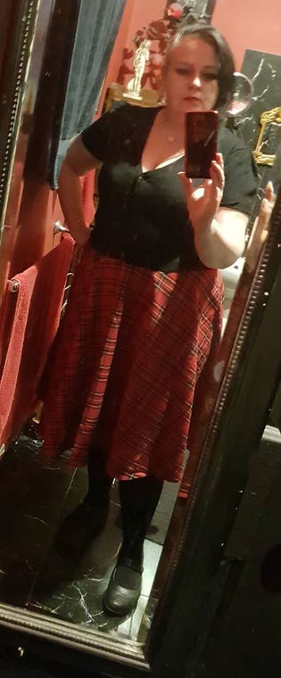  Hell Bunny Irvine Skirt and Mak Short Sleeved Cardigan by Larissa Doughty