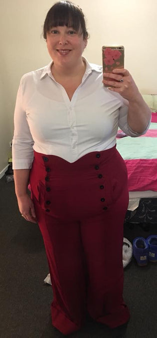  Chicstar 1940s Red High Waist Pants by Carmen Burns