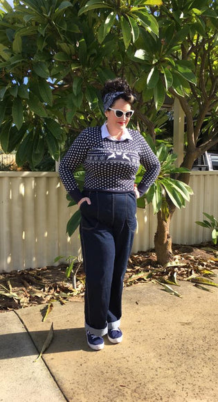  Hell Bunny Belle Jumper in Navy by Briony Bermingham