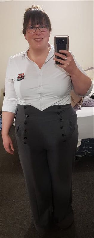  Chicstar 1940s Grey High Waist Pants by Carmen Burns