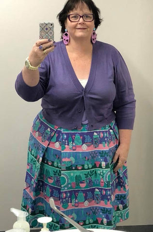  MAK Sweaters Cropped Cardigan with 3/4 Sleeves in Blueberry by Joanne Gooch