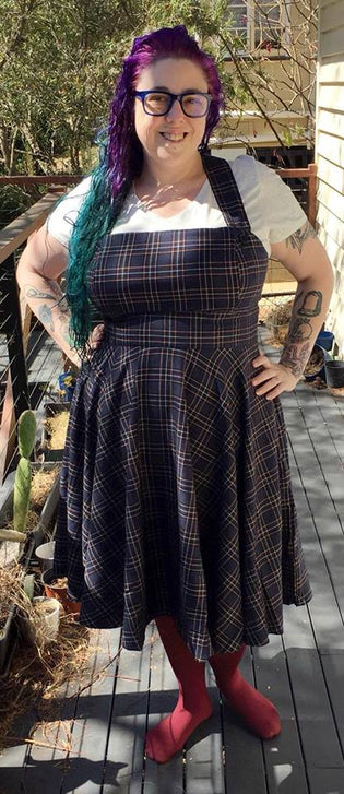  Hell Bunny Peebles Pinafore in Navy by Emilie Obscura