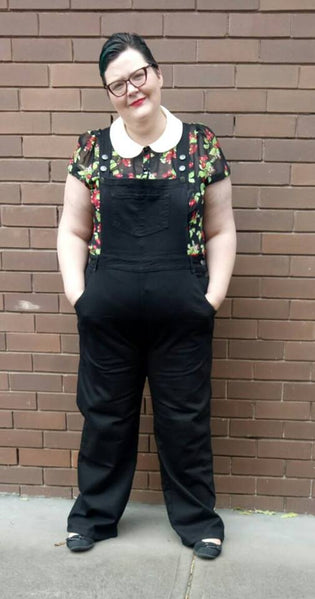  Hell Bunny Elly May Black Denim Dungaree / Overalls by Jackie Marie Roberts