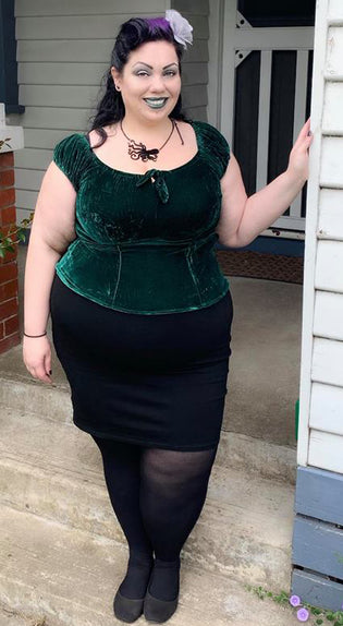  Collectif Lorena Velvet Top in Green by Michelle Dircks