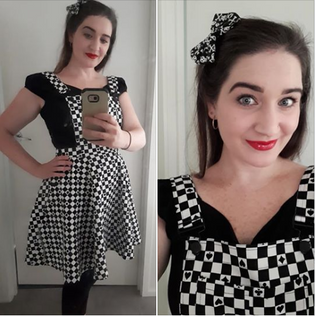  Hell Bunny Pokerface Pinafore Dress by Ariana Ciccarelli