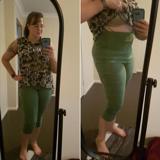  Hell Bunny Tina Stretchy Capri Pants in Khaki by Yvonne Kirk