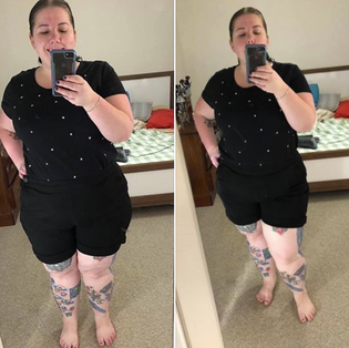  Hell Bunny Yaz Shorts in Black Denim by Morgaan Wilson