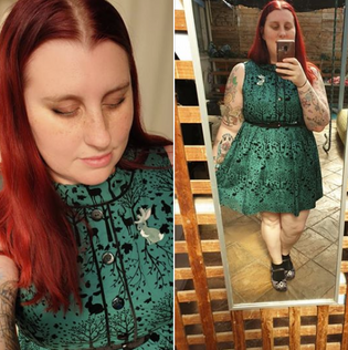  Hell Bunny Sherwood Mini Dress in Green by Kim Lewis
