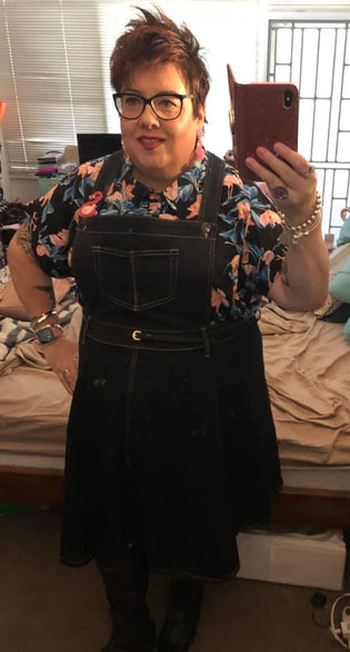  Hell Bunny Florida Shirt and Dakota Denim Pinafore in Navy by Danielle Lucas