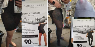  Pamela Mann Hosiery Curvy Super-Stretch Anti Chafing Shorts 90 Denier Tights in Black & 50 Denier Tights in Charcoal By Yvonne Kirk
