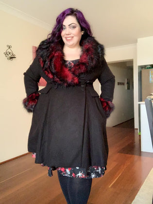 Hell Bunny Rock Noir Coat in Black & Red (Pre-order) by Michelle Dircks