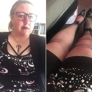  Killstar Milky Way Skater, Pamela Mann Hosiery Fishnet Tights in Black & Pamela Mann Hosiery Curvy Super-Stretch Anti Chafing Shorts 90 Denier Tights in Black by Mir  Walker
