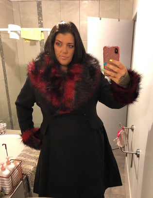  Hell Bunny Rock Noir Coat with Red Collar (Pre-order)  by Alicia Darling