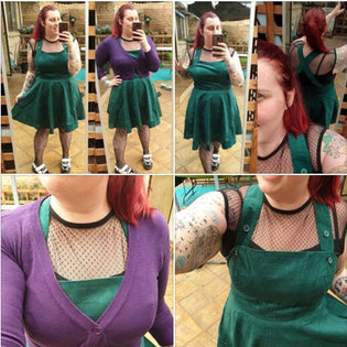  Hell Bunny Wonder Years Pinafore in Dark Green by Kim Lewis