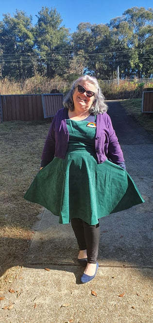  Hell Bunny Wonder Years Pinafore in Dark Green by Wendy Blanchard