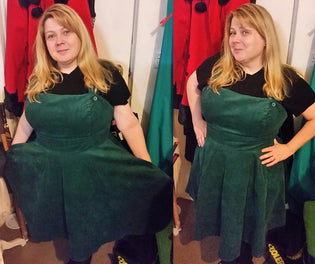  Hell Bunny Wonder Year Pinafore in Dark Green by Rachael Pye