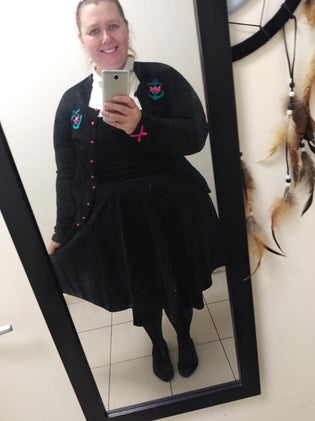  Hell Bunny Wonder Years Pinafore in Black by Lisa Huddleston