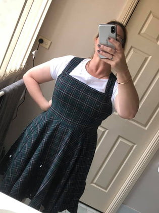  Hell Bunny Peebles Pinafore in Green by Sharon Stone