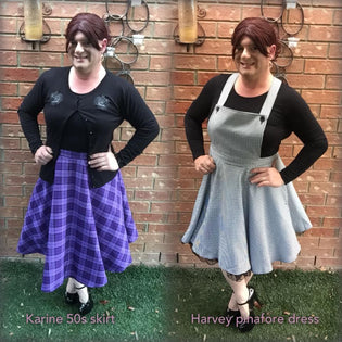  Hell Bunny Karine 50's Skirt & Hell Bunny Harvey Pinafore Dress by Miss Bunny Bordello