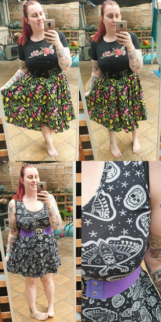  Sourpuss Deadly Beauties Sweets Skirt & Death Moth Skater Dress (Pre-order) by Kim Lewis
