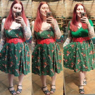  Sourpuss Deer Me Sweets Dress in Pine by Kim Lewis