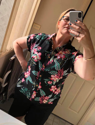  Hell Bunny Kalani Blouse in Black by Sharon Stone