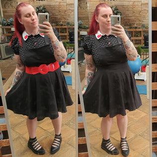  Hell Bunny Amelie Pinafore in Black by Kim Moyse