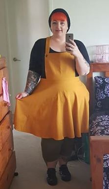  Hell Bunny Amelie Pinafore in Mustard by Caylee Church