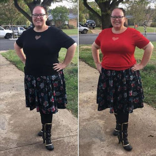  Hell Bunny Heart Top in Black and Red by Megan Hodsdon