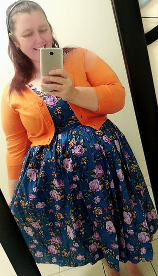  Hell Bunny Violetta Dress and Mak Cardigan in Light Orange by Lisa Huddleston