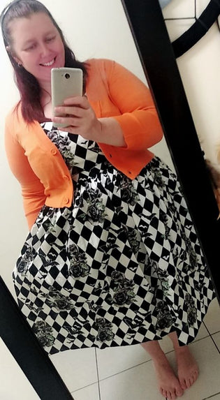  Hell Bunny Hauntley 50's Dress and Light Orange Mak Cardigan by Lisa Huddleston